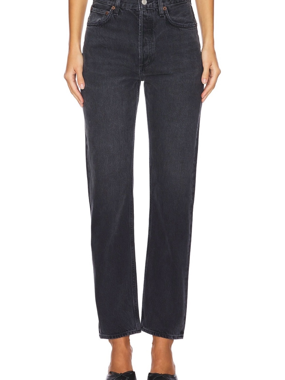 Agolde 90’s Pinch Waist High-Rise Straight-Leg Women's Jeans - Black